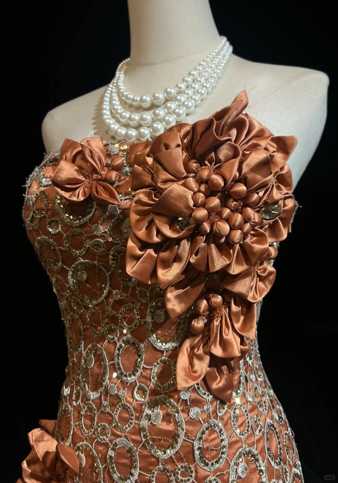 ✨Girlhomeshops-Strapless Dusty Orange 3D Flower Beaded Tulle Mermaid Evening Gown gh10280