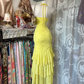 Sexy Long Light Yellow Vintage Halter Fitted Waist Slim Bodycon Prom & Evening Party Dress gh8481
