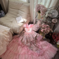 Robe de soirée en tulle rose, élégante et exquise, en dentelle florale, longue, princesse, robe de bal, robe d'anniversaire, robe de cérémonie pour adulte, gh4032