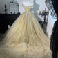 Light Yellow One Shoulder Waist-Cinched Voluminous Long Evening Dress, Fairy Gown, Romantic Gown gh7368