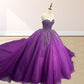 girlhomeshops-Lila schimmerndes, zart perlenbesetztes langes Tüllballkleid/Hochzeitskleid gh6186