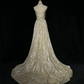 ✨Girlhomeshops-Champagne Strapless Shimmer Chiffon A-Line Gown Sweep Train gh10152