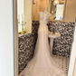 White V-Neck Waist-Cinched Slim Fit Mermaid Long Elegant Romantic Dress, Wedding Gown gh7634