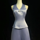 Halter V Neck Lavender Two Piece Prom Dress Satin Floor Length Simple Formal Evening Gown gh9538