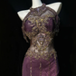 ✨Girlhomeshops-Halter Purple Beaded Mermaid Evening Gown, Sheer Mesh Formal Dress gh10277