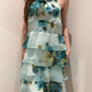 Light Teal Vintage Luxury Printed Halter Prom & Evening Party Dress gh8444