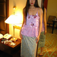 Light Pink Spaghetti Strap Sequin Top & Light Green Skirt Two Piece Set, Vintage Luxury Prom Gown, Evening Party Dress gh8365