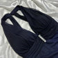 Robe de soirée longue en mousseline de soie bleu foncé/violet, élégante et brillante, avec bretelles perlées, robe de bal, robe de soirée, robe de remise de diplôme gh3507