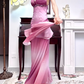 Pink‑Purple Ombré Vintage Spaghetti‑Strap V‑Neck Prom Gown, Lace‑Beaded Trim At Waist, Iridescent Shiny Satin, Fitted Bodycon Mermaid Long Dress, Matching Ombré Shawl, Evening Prom Dress gh8812