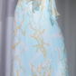 ✨Girlhomeshops-Light Mint Green V Neck Long Prom Gown Shoulder Bow Sash Coral Print Beaded Waist Chiffon Evening Dress gh10071