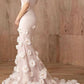 girlhomeshops-Pink Elegant Floral Long Tulle Mermaid Bodycon Ball Gown Wedding Dress gh5952