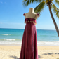 Fuchsia Chiffon Ruffle Lace Flutter Sleeve Gown - Vintage Ethereal Backless Maxi Dress gh6964