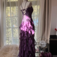 Romantic Purple Ruffle Chiffon Sleeveless Long Elegant Ball Gown Evening Dress Birthday Party Dress gh4270