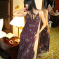 Deep Plum Spaghetti Strap Fitted Waist Slim Beaded Vintage Exquisite Prom Gown, Evening Party Dress gh8366