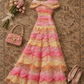 ✨Girlhomeshops-Off Shoulder Gradient 3D Bow Pearl Beaded Tiered Tulle Prom Dress gh10287