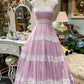 Robe de soirée longue en mousseline de soie, élégante et rose, en dentelle, pour invité de mariage ou fête d'anniversaire, gh4129