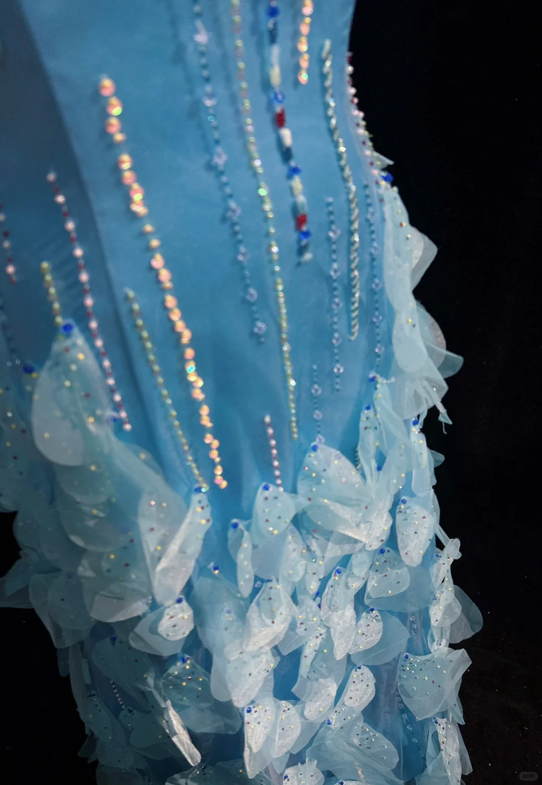 Light Blue Square Neck Prom Dress Spaghetti Straps 3D Petal Tulle Beaded Formal Dress gh9546