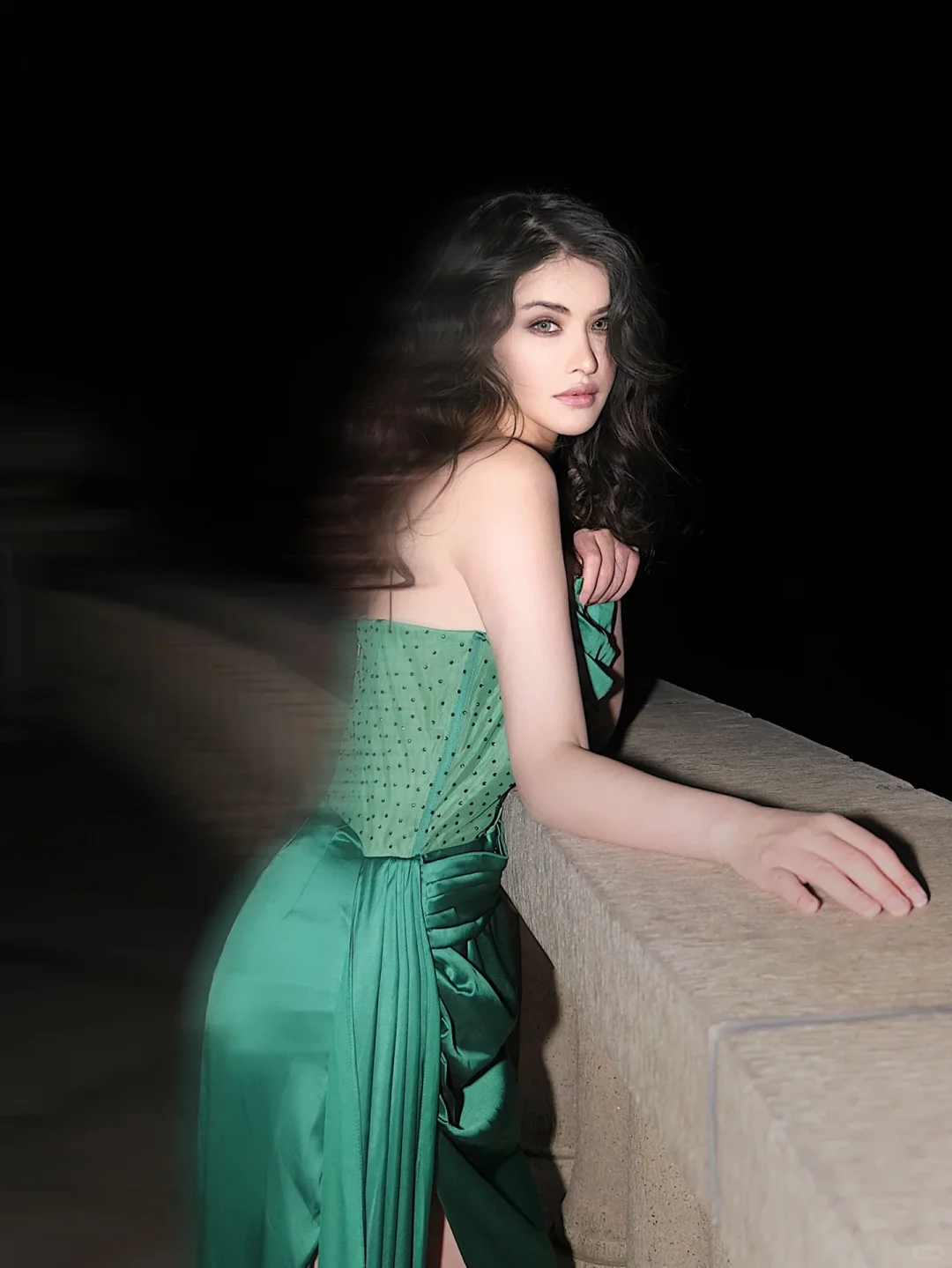Emerald Green Satin High Slit Long Evening Gown Strapless Boned Corset Prom Dress gh9858