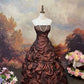 girlhomeshops-Braunes, schimmerndes, langes Satin-Ballkleid gh6295