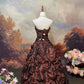 girlhomeshops-Braunes, schimmerndes, langes Satin-Ballkleid gh6295