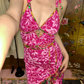 Pink Vintage Floral Fitted Waist Luxury Prom Gown, Evening Party Dress gh8419