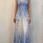 Girlhomeshops – Blau-weißes, exquisites, florales Trägerkleid, modisches, langes, bodenlanges Tüll-Ballkleid, Abschlussballkleid, gh5520