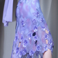 ✨Girlhomeshops-Lavender Ombre Party Dress One Shoulder 3D Sequin Floral Cutout Fringe Evening Gown gh10065