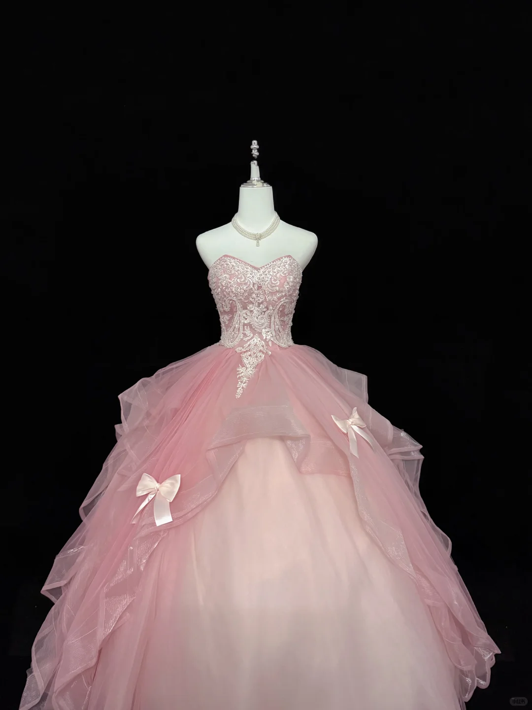 Blush Pink Strapless Embroidered Cinched Waist Voluminous Princess Skirt Romantic Dress, Wedding Gown gh7920
