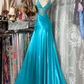 Lake Blue Spaghetti Strap Waist-Tight Slim Elegant Long Prom Dress, Evening Gown gh7197