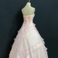 Blush Pink Strapless Long Romantic Gown with Embroidery, Fitted Waist and Fluffy Princess Skirt, Wedding Dress & Bridal Gown gh8321