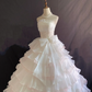 Blush pink strapless romantic gown with fitted waist and fluffy tiered cake skirt, wedding dress & bridal gown gh8225
