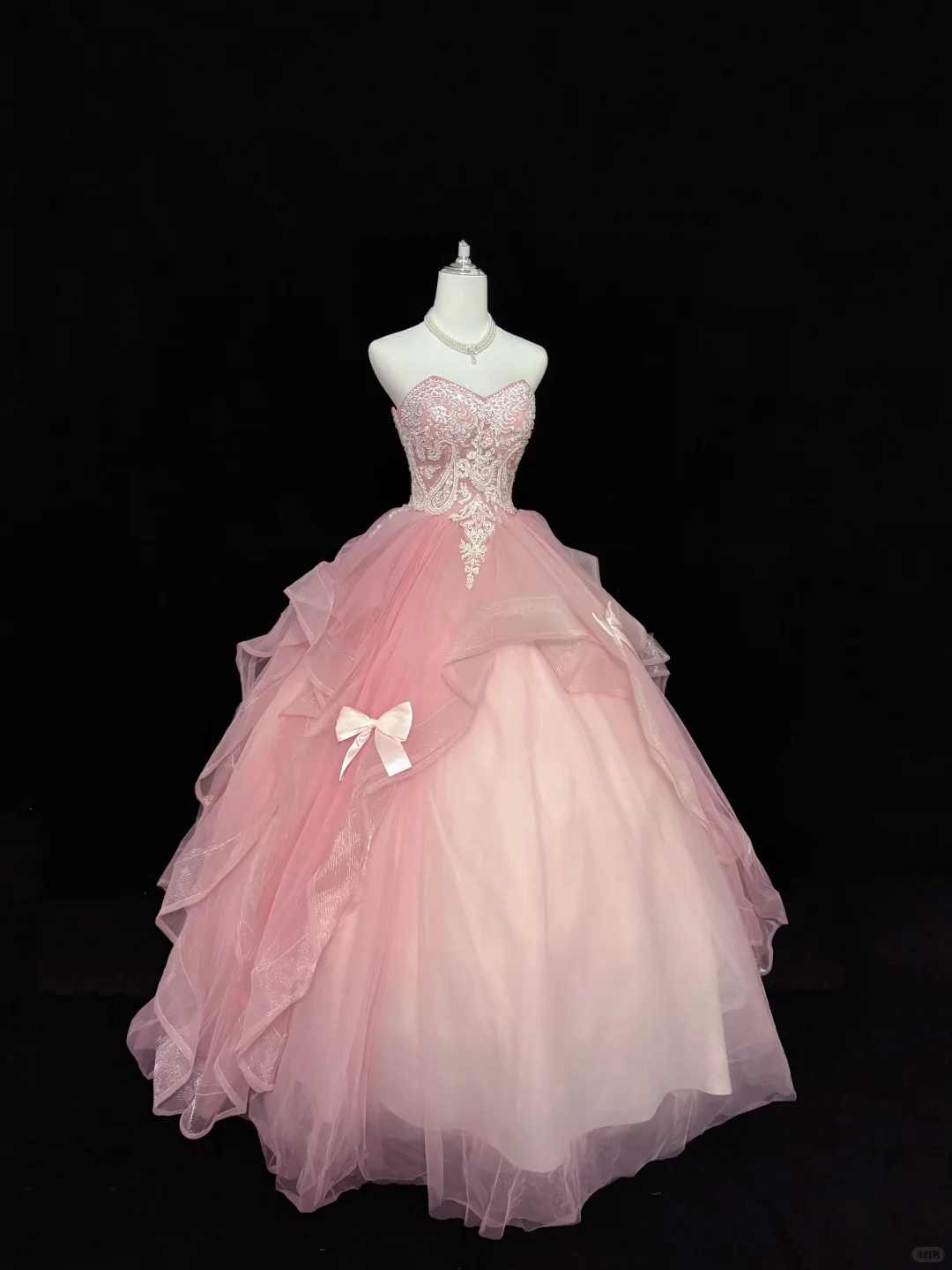 Blush Pink Strapless Embroidered Cinched Waist Voluminous Princess Skirt Romantic Dress, Wedding Gown gh7920