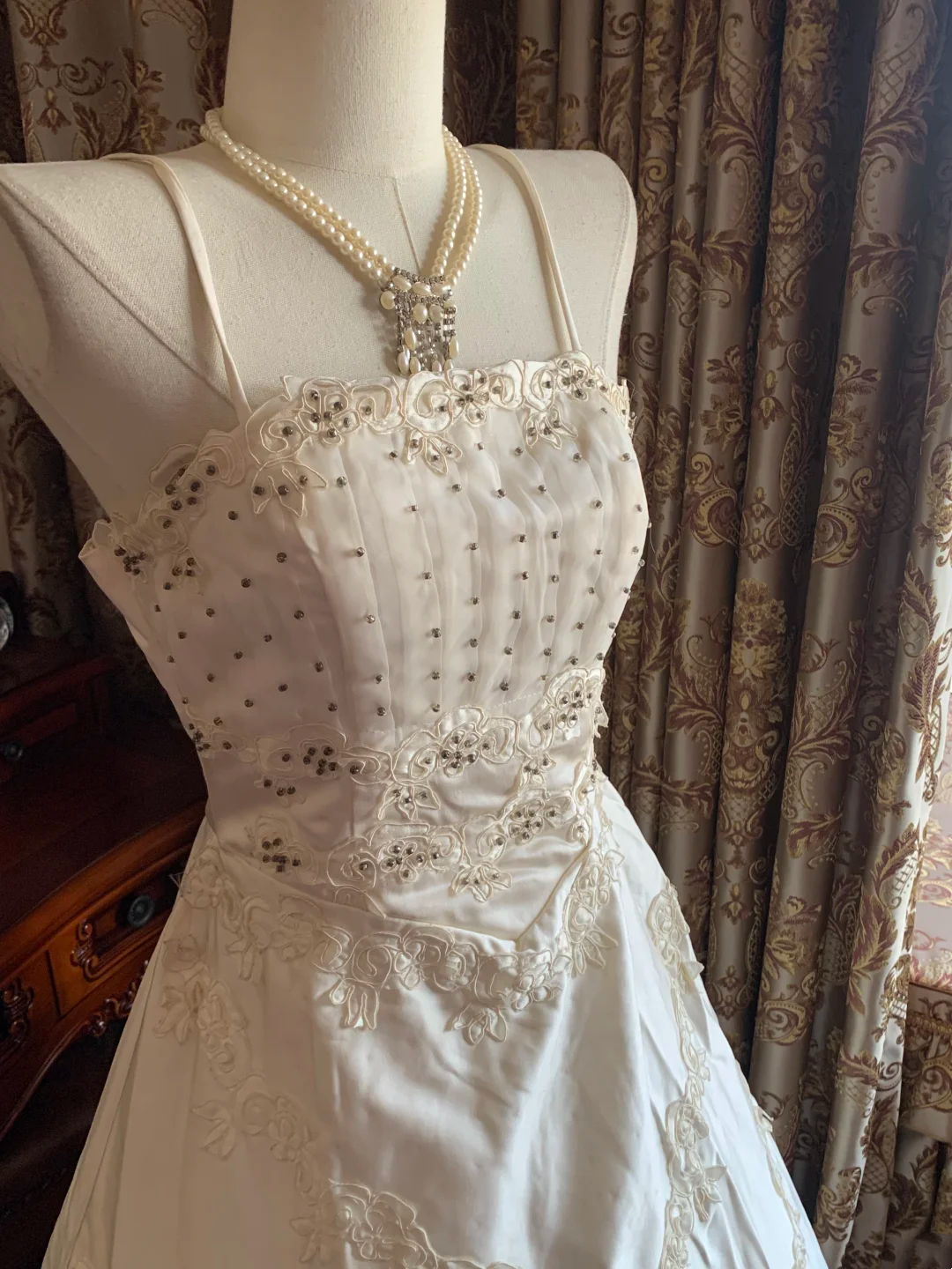 Ivory Spaghetti Strap Waist-Cinched Voluminous Skirt Prom Gown, Birthday Party Dress, Wedding Bridal Gown gh7271