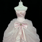 Blush Pink Strapless Cinched Waist Bow Voluminous Princess Skirt Long Romantic Dress, Wedding Gown gh7960