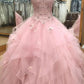 Rosa wunderschöne süße herzförmigen Ausschnitt exquisite Blumenspitze lange Tüll Prinzessin Ballkleid Abendkleid süße 16-jährige Erwachsene Zeremonie Kleid gh905