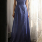 Blue halter-neck fitted waist vintage ball gown, evening gown gh7125