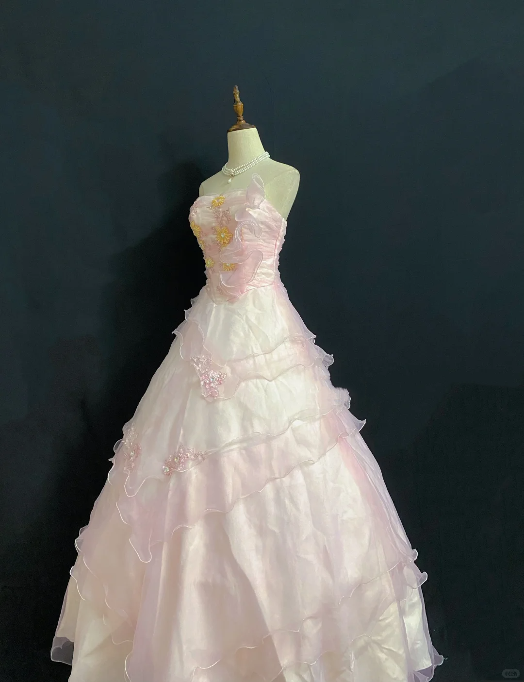Blush Pink Strapless Long Romantic Gown with Embroidery, Fitted Waist and Fluffy Princess Skirt, Wedding Dress & Bridal Gown gh8321