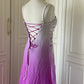 Rosa Lila Gradienten Mode Elegante Retro Strass Lange Chiffon Ballkleid Abendkleid gh4339