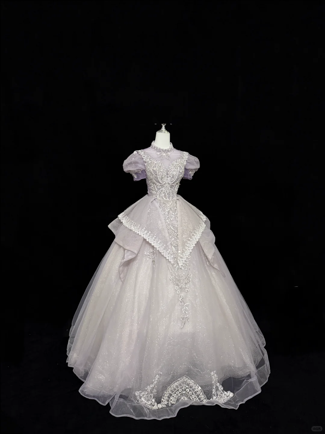 Puff Sleeves Round Neck Embroidery High-End Cinched Waist Voluminous Princess Skirt Long Romantic Dress, Wedding Gown gh7837