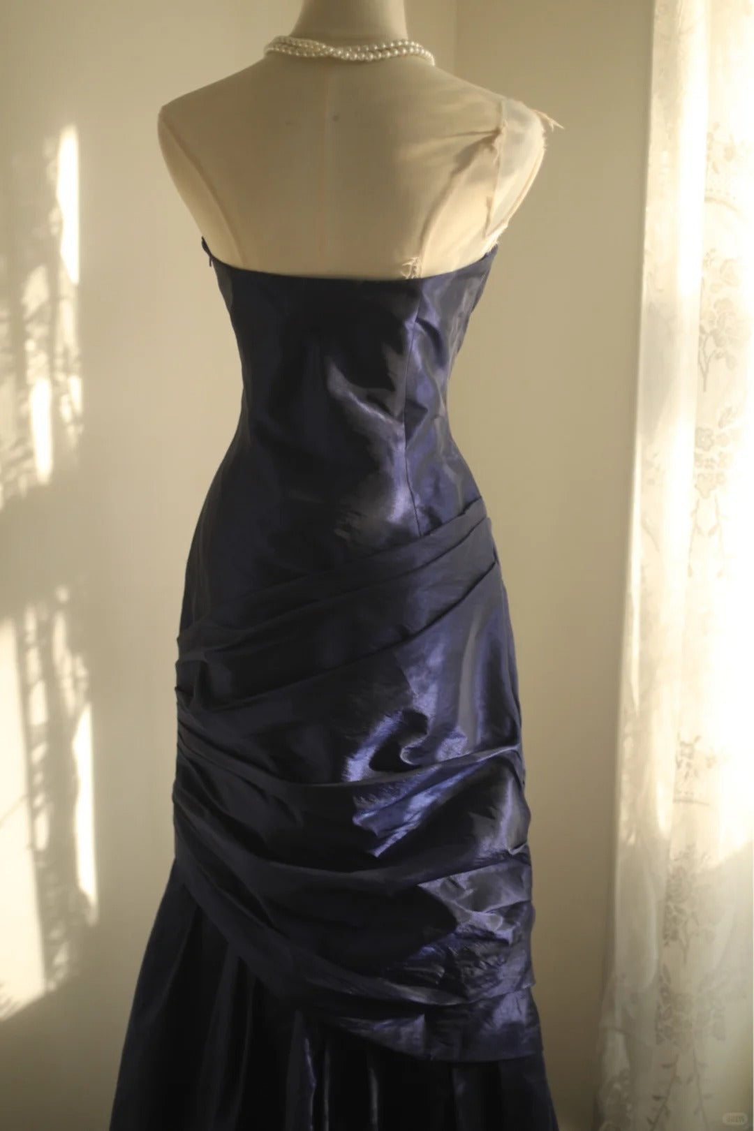 girlhomeshops-Blaues Meerjungfrau-Kleid, lang, Satin, Fischschwanz, Ballkleid, Prinzessin, Ballkleid, Abendkleid, gh5742