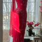 Red Romantic Gorgeous Fashion Elegant Exquisite Beaded Long Chiffon Ball Gown Evening Dress Birthday/Wedding Guest/Vacation Party Dress Prom Dress Valentine's Day Date Dress gh4027