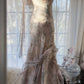 Pink Romantic Fashion Elegant Exquisite Beaded Spaghetti Straps Long Tulle Chiffon Ruffle Ball Gown Evening Dress Party Dress gh4057