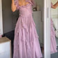 Robe de soirée longue en mousseline de soie et tulle, élégante et vintage, violette, tenue de soirée, de mariage, d'anniversaire, gh4062