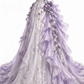 ✨Girlhomeshops-Strapless Lavender Floral Lace Ball Gown with 3D Flowers & Beading gh10306