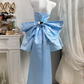 Light Blue Satin Strapless Short Princess Gown, Big Back Bow A-Line Homecoming Dress gh9286