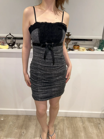 Grey Spaghetti Strap Fitted Waist Sexy Vintage Bodycon Mini Prom Gown, Evening Party Dress gh8433