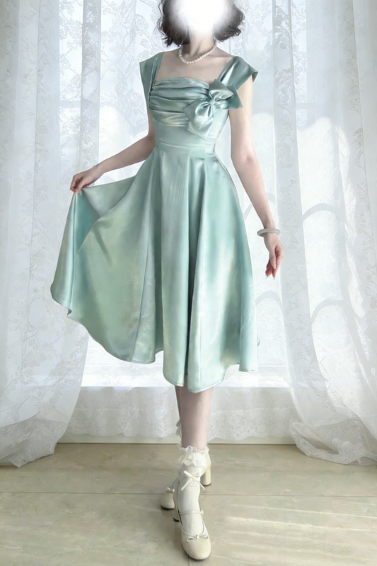 Retro-style girly satin rush dresses, short dresses, back-to-school dresses, party dresses, birthday dresses gh6937