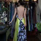 Lemon Yellow Sweetheart Neck Long Formal Gown Printed Wide Strap Satin A-Line Evening Dress gh9665