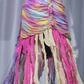 ✨Girlhomeshops-Rainbow Ombre Party Dress Spaghetti Strap Sweetheart Ruched Colorful Fringe Chiffon Evening Gown gh10068