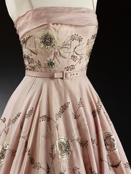 girlhomeshops--PINK DELICATE FLORAL BEADED LONG SATIN PROM DRESS gh5549